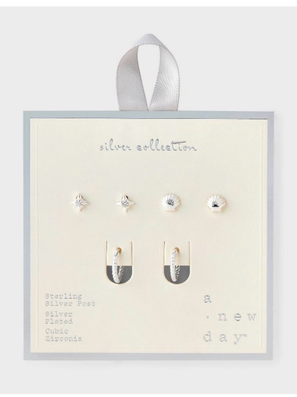 a new day Silver Stud & Hoop Earring Set - Silver
